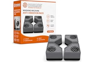 E-COSMOS Anti-Vibration Washing Machine Pads, 4-Pack Shock Absorbing Rubber Foot Pads, Noise Canceling Support for Washer and Dryer Pedestals, Heavy-Duty Square Floor Protectors (Grey)