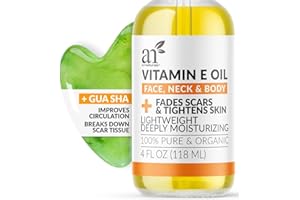 Artnaturals Face & Body Vitamin E Bio Oil 4.0oz + Gua Sha Facial Tools Set - Organic Moisturizer Skincare for Scars, Stretch Mark, Cellulite & Nails - Great Massage oil for Massaging Joint & Muscles