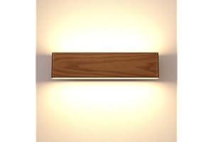 Martll Aplique de pared LED Lámpara de pared Interior Madera Aplique Lámpara de arriba y abajo Iluminación de pared para sala de estar Dormitorio Pasillo Escalera Blanco Cálido Luces (32cm A)