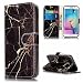 Produktbild Lonchee Schutzhülle / Cover / Handyhülle / Ledertasche / Brieftasche Etui für Samsung Galaxy S6 edge Marmormuster Gemalte Muster Design Folio PU Leder Tasche Case Hülle im BookStyle mit PU Leder Hülle Wallet Case – schwarzes Gold