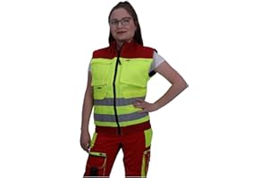 RescPol Weste Rettungsdienst leuchtgelb/rot mit Flausch