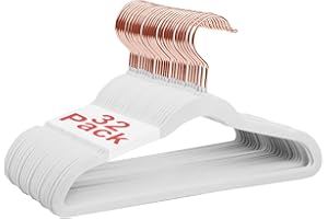 ‎WELLONG Wellong Kleiderbügel für Kinder, 35 cm Kinderkleiderbügel aus Samt, rutschfeste Kleiderbügel mit 360°-Drehhaken, Samtbügel für Hemden, Hosen, Röcke, Kleider, Jacken, Mäntel, 32 Stück Weiß