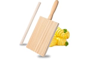 VIN BEAUTY Gnocchi Planche à pâtes pour gnocchi, planche à spätzle, planche à gnocchi en bois avec 1 bâtonnet, planche à pâtes pour cuisine, grattoir à gnocchi, outil pour la fabrication facile de nouilles