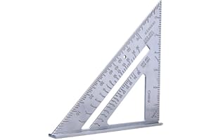 IKAAR Carpentry Square 7-Inch Aluminum Triangle Ruler - Metal Speed Square for Woodworking, 90 and 45 Degree Angles