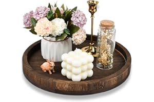 LPAMABA φ30cm Rund Holztablett Deko Kerzentablett Holz Dekotablett Kerzen Dekoteller Holztablett Tischdeko Tablett Rund Serviertablett Dekoschale Tischdeko Teller Holz Kerzenteller Braun Rustikal