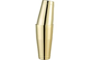 COCKTAIL7 Boston - Coctelera de cóctel de color dorado con doble timbal, 850 ml + 530 ml, acero inoxidable