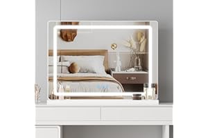 AVC Designs Hollywood Vanity Cosmetic Mirror with LED Lights, 58 x 45cm Large Makeup Mirror with Dimmable 3 Lighting Modes