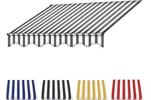 CYXOZ Ersatz Für Einziehbare Klemmmarkise, Sonnenschutzdach Für Einziehbare Markisen,Langlebiger Markisenstoff, Wasserdichter Mehrzweck-Markisenschutz, Markisen Ersatzteile-Gray+White||3m