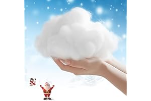 YORFULL Watte Weihnachtsdekoration, 150 g Weiche Flauschige Deko-Watte Kunstschnee, Winter Weihnachtsbaumschmuck Kunstschnee, Bastelwatte Party-Dekoration