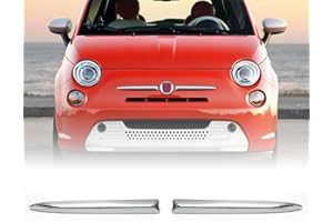 Ruiqas Left and Right Front Bumper Upper Molding Chrome Trim Pair Set for Fiat 500 (312) 2007-2015