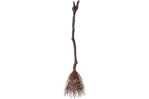 Spooktacular Creations Halloween häxa vinrankemönstrad kvast brun käpp, häxa kvastpinne för kvinnor halloween fest kostym til