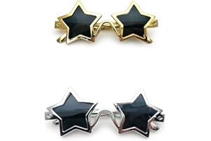 GWAWG 2PCS Star Shaped Sunglasses, 80's Pentagram Glasses, PC Party Glasses, Unbreakable Funny Photo Booth Props for Kids Adults