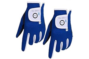 FINGER TEN Guanti da Golf per Bambini Sinistra 2 Pezzi o Mano Destra 2 Pezzi,Ragazzo Ragazza Guanto da Golf all Weather Taglia S M L XL,per Lo Sport all'Aria Perta Giallo Blu Bianco Rosso