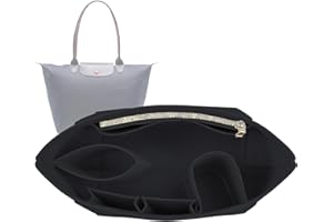 Lckaey purse organizer insert for Longchamp le pliage large tote organizer insert felt organizer 1028black-L (AG)