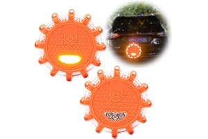 Luce Emergenza Auto,Liuer 2PCS Lampeggiante Led,LED Road Flare,Luce Emergenza Auto,9 Modalità Lampeggianti,per Auto,Incidenti Stradali,Guasti,Camion,Navi (A)