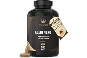 Aglio nero fermentato – 360 capsule – 22.500mg dose giornaliera (Estratto ad alto dosaggio) – Con S-allilcisteina naturale (SAC) e 14,89% di polifenoli – Aglio nero capsule – Vegano – TRUE NATURE