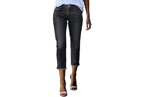 IQYU Capri Jeans da donna stretch Destroyed – Pantaloni Capri da donna a 3/4 stretch jeans estivi per il tempo libero, leggeri, pantaloni corti da donna a vita alta