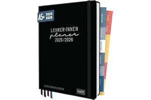 ‎HÄFFT Häfft® Lehrer-Planer 2025/2026 A5 + "Black Edition" Hardcover Lehrerkalender/Schuljahresplaner mit 236 Seiten, Stickern und mehr - nachhaltig & klimafreundlich