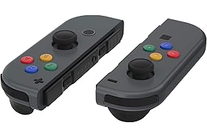 eXtremeRate Ersatz Buttons Set für Nintendo Switch Joycon, Matt DIY-farbige Knöpfe & Tools, Tasten Ersatzteile für Switch OLED Joy Con(Rot Gelb Blau Grün)-Ohne Joycons