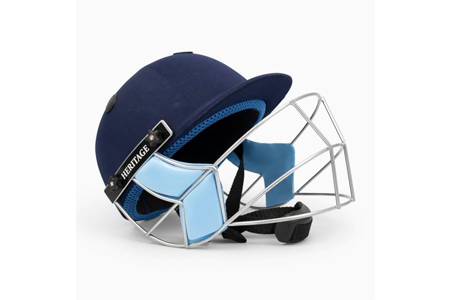 HERITAGE Cricket Helmet with Full Face Grill Fitted Ear guards for Cricket Protection Extra Small Blue