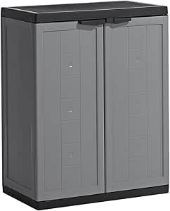 Keter Armadio Jolly Basso - 1 Ripiano Regolabile, Grigio/Nero, 68x39x85 Cm, Per Garage O Lavanderia - Foto 10