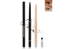 LESTPOLA Black+Nude Waterline Eyeliner Pencil,Smooth Gel Eye Liner Pencils for Older Women,Waterproof Smudge-Proof Long Wear Retractable Eyeliner Pen with Sharpener, Liner Tattoo Makeup for Sensitive Eyes-2Pcs