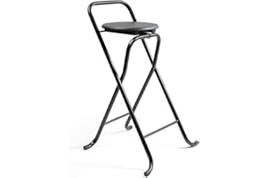 THE SECRET HOME - Pack de 1,2,4 y 6 Taburetes Plegables con Respaldo - Alto. 80 cm x Ancho. 45 cm - Silla Plegable de Metal y Madera (1, Madera Negra/Negro, Alto. 80 cm x Largo. 45 cm)