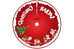 GUJEY Falda del Árbol de Navidad, Navidad Falda arbol Decorativas, Falda de árbol de con el Patrón de Papá Noel, para Decoración de la Base del árbol de Navidad, Adorno de Vacaciones, Fiesta en Casa 90 cm