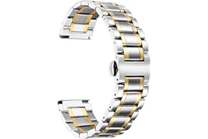 BINLUN Stainless Steel Watch Bands 12mm-24mm Replacement Smart Watch Straps with Straight&Curved Ends Universal fit for Samsung Galaxy Watch 6/5/4/3,Fit for Garmin Watch Women/Men