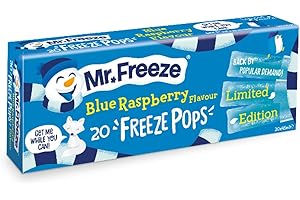 Mr Freeze Ice Pops - Naturally Flavoured Ice Lollies - Blue Raspberry Flavour Vegan Friendly Freeze Pops, 20 x 45 ml