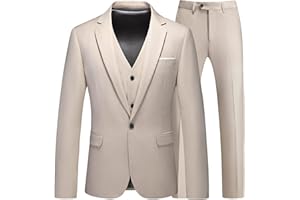 KUDMOL Costume Homme 3 pièces Mariage d'affaires Slim Fit Smoking à Un Bouton Men Suits 3 Piece pour Fête Confort Blazer Veste et Pantalon Gilet