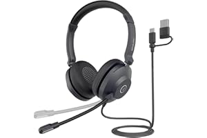 Nuroum HP21 Cuffie con Microfono per PC, Microfoni a Cancellazione di Rumore, con Filo per Collegamento a PC/Mac/Telefono tramite USB A/Type-C, Compatibile con Zoom/Teams per chiamata/conferenza