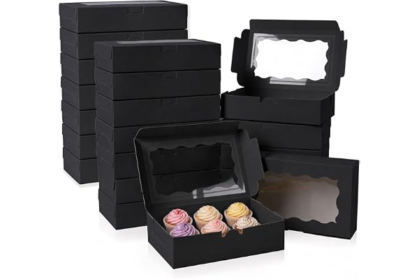 25 st bakelsekartonger med fönster för mini-cupcakes, macarons och kakor