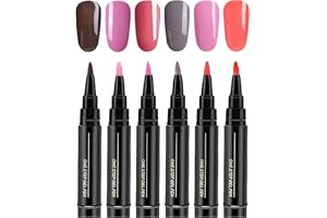 Set med 6 st 3-i-1 nagelpennor, One Step gel nagelpennor, snabbtorkande, bärbar nagelpenna för flickor och kvinnor (B)