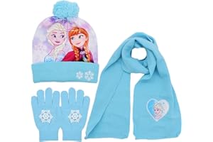 KSOPSDEY Froze Minnie Mütze Schal Handschuhe Froze Minnie Wintermütze Set Winter Herbst Frühling Schal Strickmütze Handschuhe Kombiset Tolle Geschenkidee für Mädchen 3Stücke