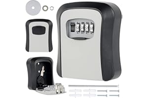 Muross Key Safe Key Lock Box Wall Mounted Key Safe 4 Digit Combination Password Key Holder Safe Key Box Outdoor Key Box Home Security Storage Lock Box Organizer Case(grey)