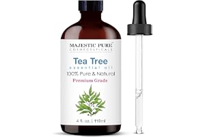 MAJESTIC PURE Tea Tree Essential Oil – Large 118 ml Bottle | 100% Pure & Natural | Premium Grade Essential Oil for Hair Care, Skin, Aromatherapy, Diffusers, Massage & Humidifiers