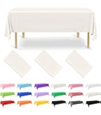 Showgeous Confezione da 10 tovaglie rettangolari in plastica usa e getta 137 x 274 cm, tovaglie rettangolari in plastica, feste al coperto o all'aperto, compleanni, matrimoni, buffet (bianco