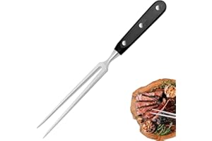 trabag Fleischgabel - Edelstahl Grillgabel mit Holzgriff, 27 cm Tranchiergabel, Gerade, Unbeugsam, Bratengabel, 13 cm, Fleischgabel mit Kunststoffgriff, Für Grill, Küche, Truthahn, Braten, Abendessen