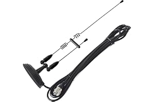YNIBST VHF/UHF 144/430 MHz dubbelbands radioantenn, antenn för amatörradio med magnetisk bas och PL259-kontakt, 4 meter RG-58-kabel