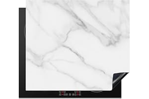 KitchenYeah© Cubre Vitrocerámica - Protector Vitroceramica Induccion 60x52 cm - Tapa Vitroceramica - Protector de Vitroceramica Mármol - Textura - Blanco - Gris - Piedra - Aspecto mármol