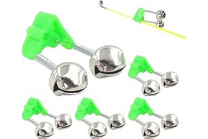 VIRTCOOY 5 pezzi clip per campane da pesca | campanelli da pesca per canne, campanello da pesca allarme morso di pesce clip per campane da pesca, allarme canna da pesca con doppio campanello di avviso