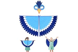 URAQT Alas Disfraz Pajaro Niños, 2pcs Disfraz Niña y Niños con Mascara y Alas de Pajaro, Capa Ropa Pajarito de Fieltro de 3 a 8 Años, Disfraces para Halloween Navidad Cosplay Carnaval Fiesta