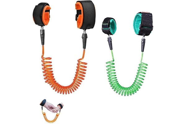 Locisne 2 Pcs Bébé Anti-Perdu Ceinture Harnais de Sécurité Mains Poignets Lien Elastique Bébé Enfants Tout-Petit Voyage Essentiels (1,8 m+ 2,5 m)