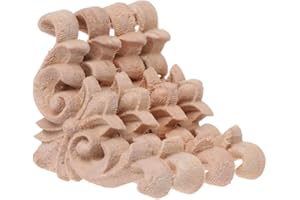 Haorw 4 Stück Holz Geschnitzte Aufkleber 4x4cm - Natürlich Holz Ornament Blume Schnitzerei Verzierung Schrank Möbel Ecke