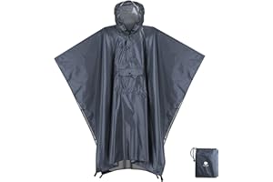 Anyoo Poncho de Lluvia Ripstop transpirante Ligero a Prueba de Agua Multiuso Impermeable con Capucha de Lona de Tienda de Campaña Ideal para el Aire Libre Campamento Excursionismoy Pesca