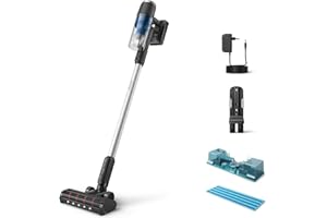 PHILIPS DOMESTIC APPLIANCES Odkurzacz bezprzewodowy Philips Serii Aqua 3000 - Odkurzanie i Mycie jednocześnie, Precyzyjna Nasadka z Podświetleniem LED, Czas Pracy 60 min, Wymienna Bateria, PowerCyclone 8, moduł Aqua (XC3132/01)