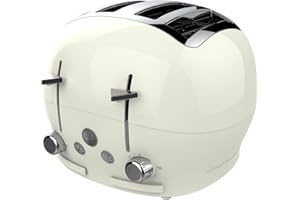 THE FUNKY APPLIANCE COMPANY FUNKY Large Retro 4-slice Toaster, Extra Wide & Deep Slots, 6 Browning Levels, Frozen, Cancel and Reheat Function - Cream