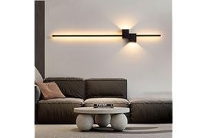 HEYUN Wewnętrzna Lampa Ścienna LED Prosty Kinkiet Prostokątny Oświetlenie Nowoczesna Kinkiety Bezstopniowe Ściemnianie Z Pilotem Do Sypialni Salonu Przedpokoju (Material : Black, Size : 80cm)