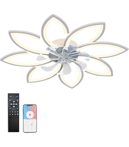 Ventilateur Plafonnier Avec Lumière LED RGB - Télécommande - 6 Vitesses Réversible - Blanc - Pour Chambre, Salon (53 Cm)